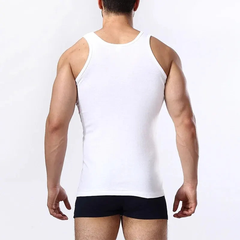 Camiseta sem mangas de algodão puro masculino